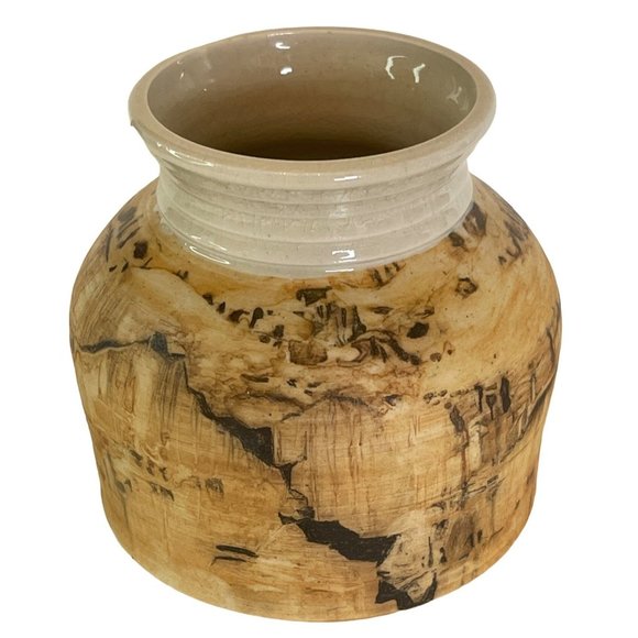 Vintage Pottery Pot Suzanne Johnson Signed 1978 w/ Maker's Mark Beige Brown 5" - Picture 3 of 8